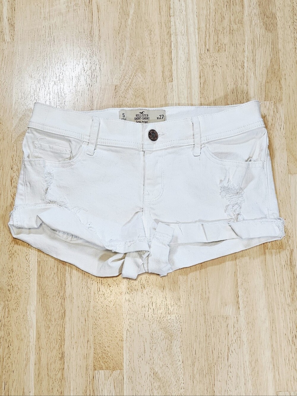 Hollister Low Rise White Denim Shorts